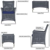 4 Poltronas E 1 Mesa Igapó Alumínio Fendi Corda Náutica E10 Prata - 6