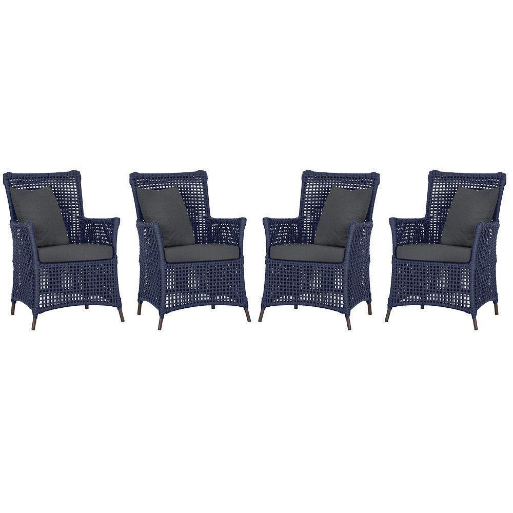 4 Poltronas Igapó Alumínio Pintura Marrom Corda Náutica E11 Azul - 1