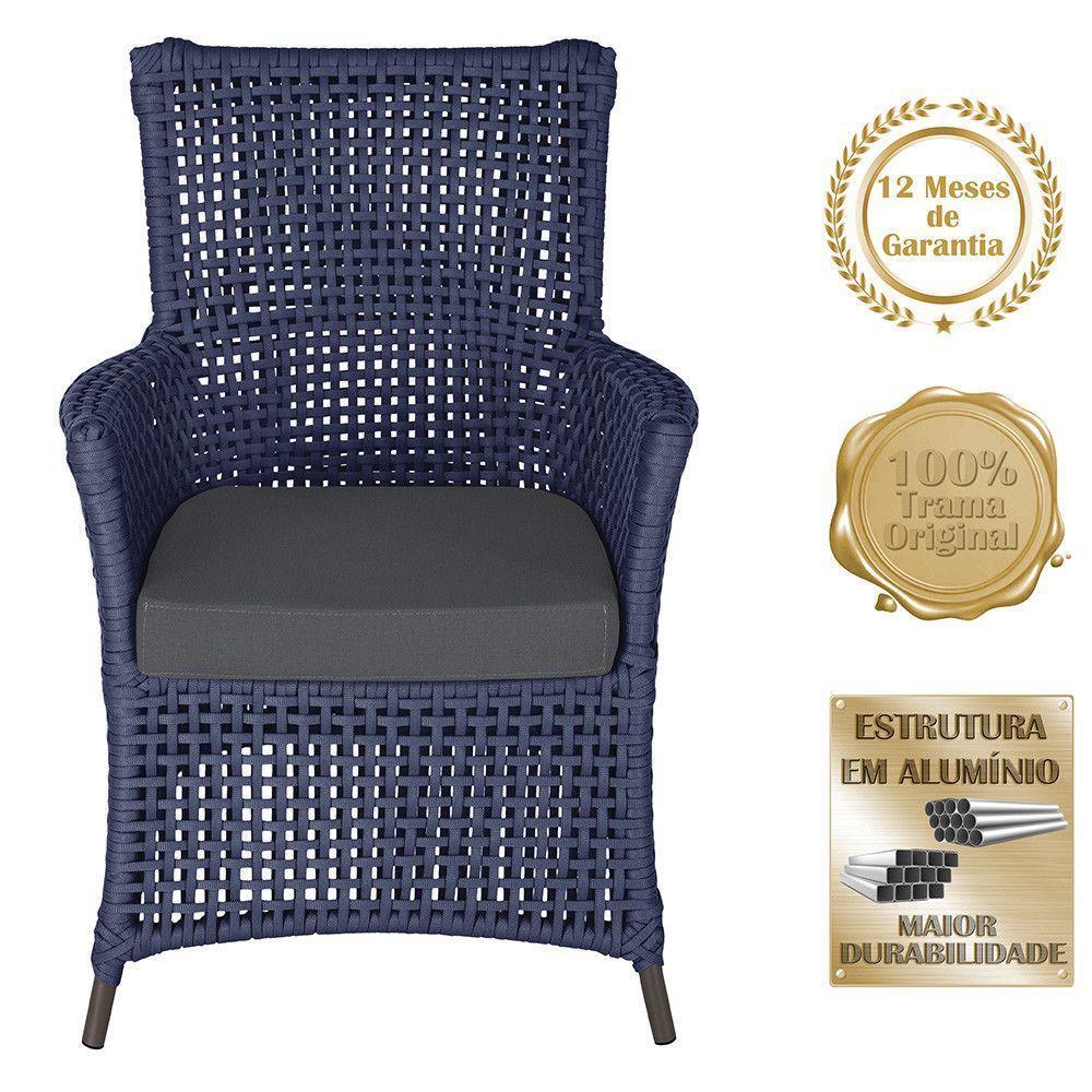 4 Poltronas Igapó Alumínio Pintura Marrom Corda Náutica E11 Azul - 5