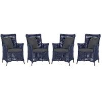 4 Poltronas Igapó Alumínio Pintura Marrom Corda Náutica E11 Azul - 1