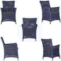 4 Poltronas Igapó Alumínio Pintura Marrom Corda Náutica E11 Azul - 3