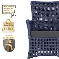 4 Poltronas Igapó Alumínio Pintura Marrom Corda Náutica E11 Azul