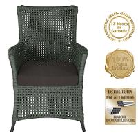 4 Poltronas E 1 Mesa Igapó Alumínio Preta Corda Náutica E9 Verde