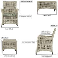 2 Poltronas E 1 Mesa Igapó Alumínio Marrom Corda Náutica E5 Rami - 6