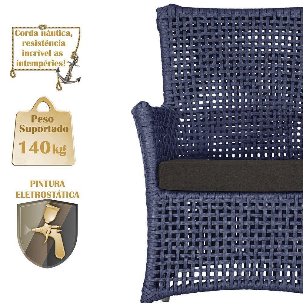 2 Poltronas E 1 Mesa Igapó Alumínio Fendi Corda Náutica E9 Azul - 3