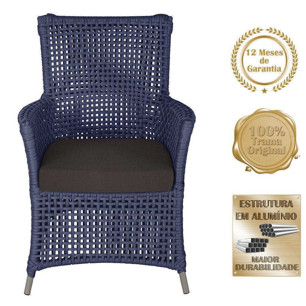 2 Poltronas E 1 Mesa Igapó Alumínio Fendi Corda Náutica E9 Azul - 4