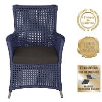 2 Poltronas E 1 Mesa Igapó Alumínio Fendi Corda Náutica E9 Azul