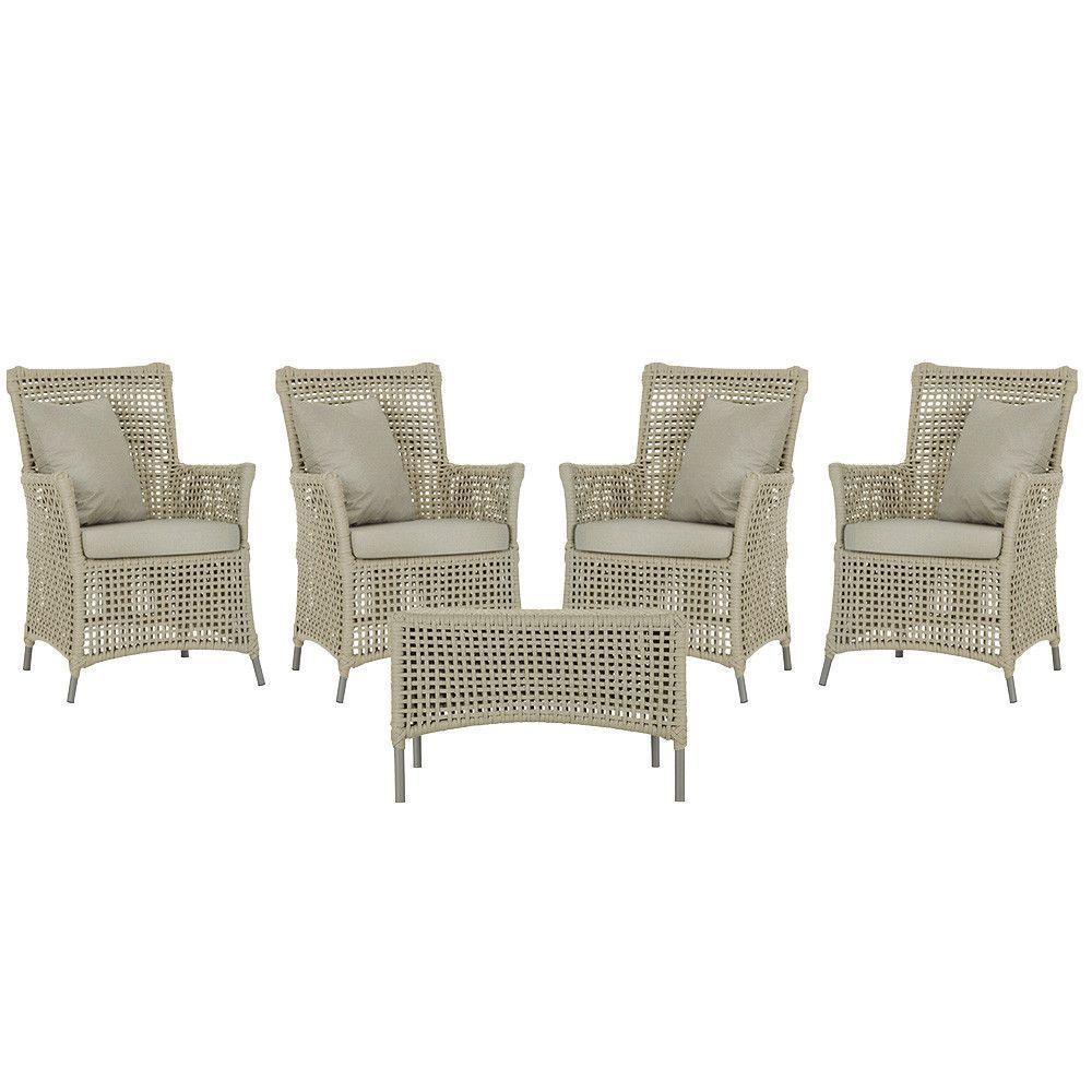 4 Poltronas E 1 Mesa Igapó Alumínio Fendi Corda Náutica E7 Rami - 1