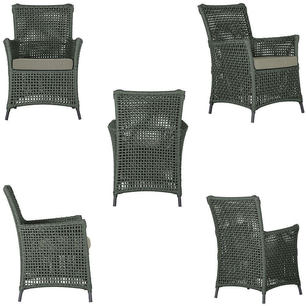 4 Poltronas E 1 Mesa Igapó Alumínio Preta Corda Náutica E8 Verde - 2