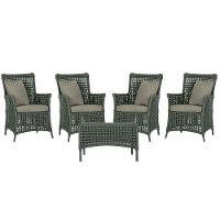 4 Poltronas E 1 Mesa Igapó Alumínio Preta Corda Náutica E8 Verde - 1