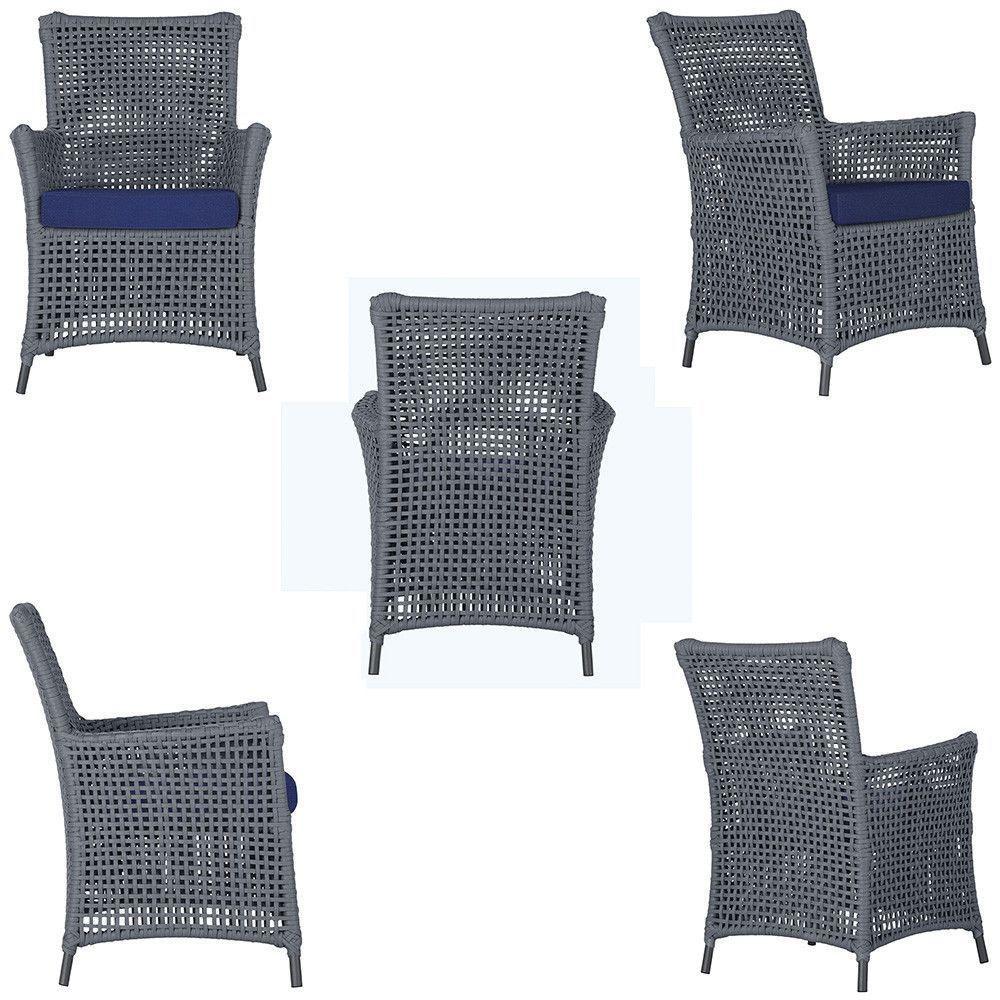 4 Poltronas Igapó Alumínio Pintura Preta Corda Náutica E10 Prata - 2