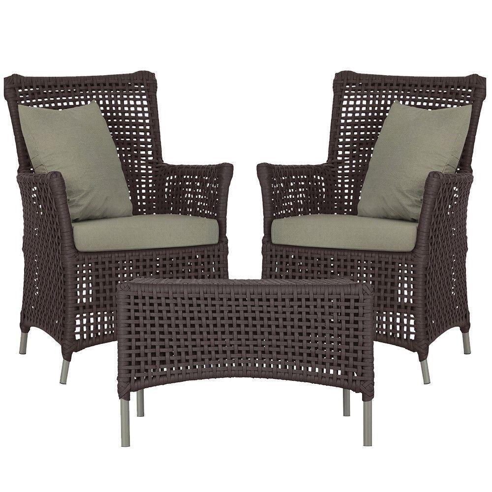 2 Poltronas E 1 Mesa Igapó Alumínio Fendi Corda Náutica E8 Marrom - 1