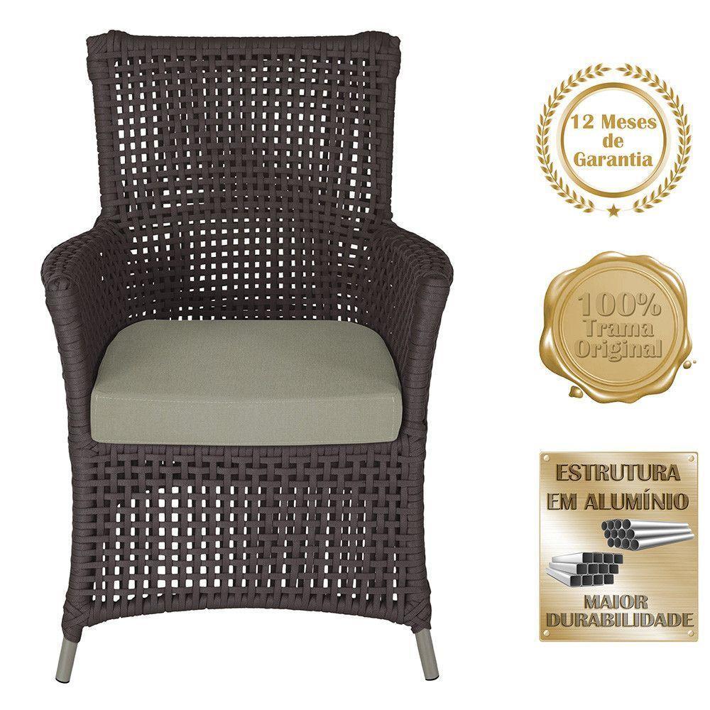 2 Poltronas E 1 Mesa Igapó Alumínio Fendi Corda Náutica E8 Marrom - 5