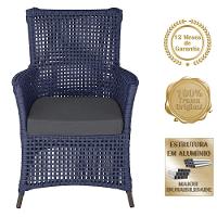 4 Poltronas E 1 Mesa Igapó Alumínio Marrom Corda Náutica E11 Azul - 5