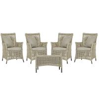 4 Poltronas E 1 Mesa Igapó Alumínio Marrom Corda Náutica E7 Rami - 1