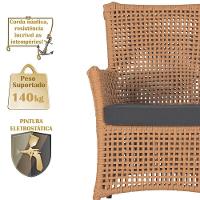 4 Poltronas Igapó Alumínio Pintura Preta Corda Náutica E11 Terra Cota