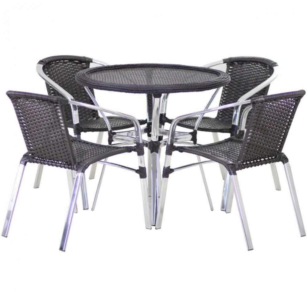 Conjunto Cadeiras Floripa E Mesa Com Tampo Tramado Preto - 1