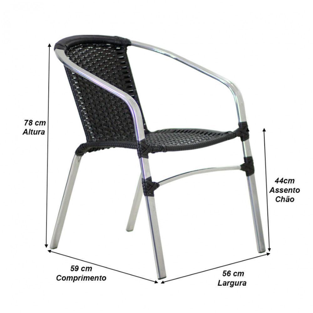 Conjunto Cadeiras Floripa E Mesa Com Tampo Tramado Preto - 2