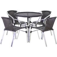 Conjunto Cadeiras Floripa E Mesa Com Tampo Tramado Preto - 1