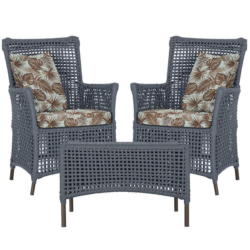 2 Poltronas E 1 Mesa Igapó Alumínio Marrom Corda Náutica E6 Prata - 7