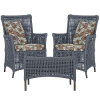 2 Poltronas E 1 Mesa Igapó Alumínio Marrom Corda Náutica E6 Prata - 7