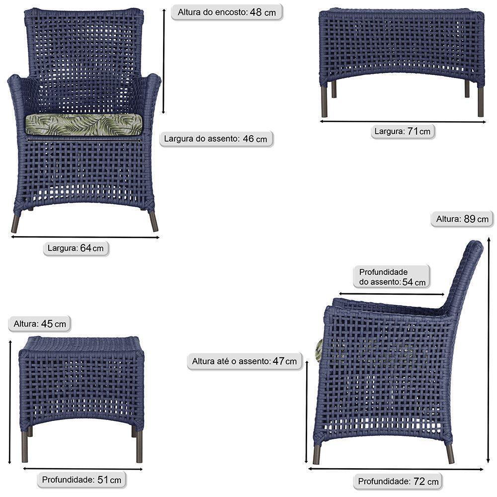 4 Poltronas E 1 Mesa Igapó Alumínio Marrom Corda Náutica E5 Azul - 6