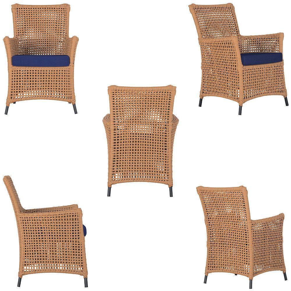 4 Poltronas E 1 Mesa Igapó Alumínio Preta Corda Náutica E10 Terra Cota - 3