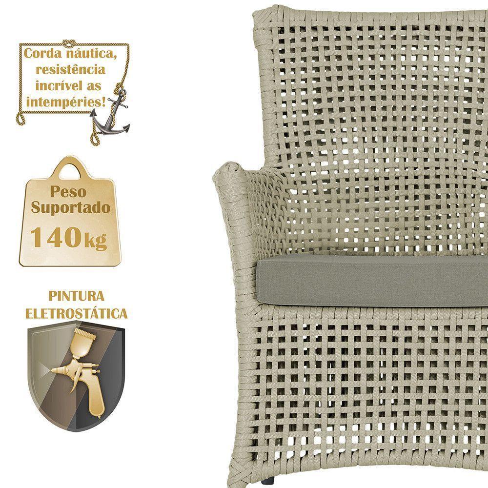 2 Poltronas E 1 Mesa Igapó Alumínio Preta Corda Náutica E8 Rami - 4