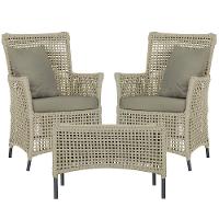 2 Poltronas E 1 Mesa Igapó Alumínio Preta Corda Náutica E8 Rami - 1