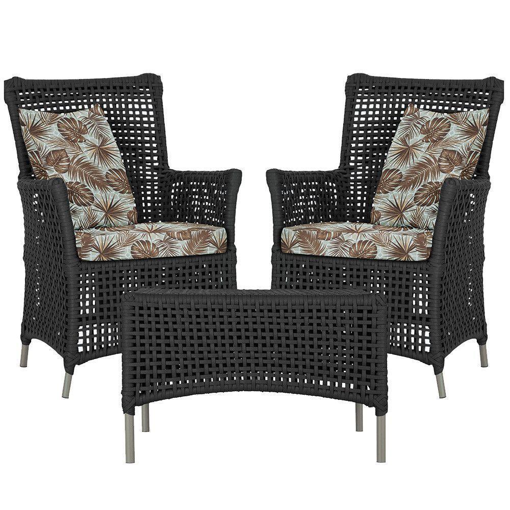 2 Poltronas E 1 Mesa Igapó Alumínio Fendi Corda Náutica E6 Preto - 1