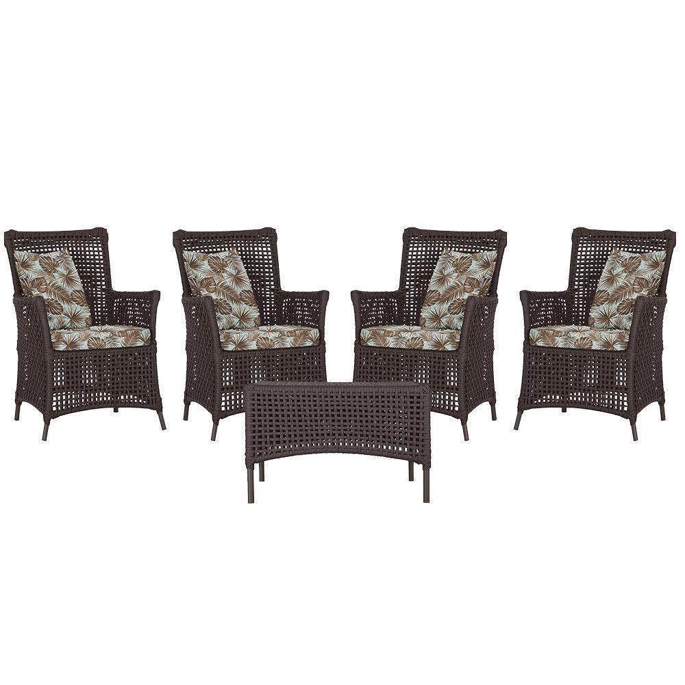 4 Poltronas E 1 Mesa Igapó Alumínio Marrom Corda Náutica E6 Marrom - 1