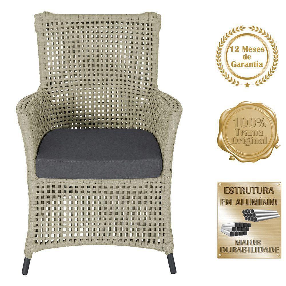 4 Poltronas E 1 Mesa Igapó Alumínio Preta Corda Náutica E11 Rami - 5