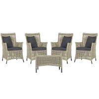 4 Poltronas E 1 Mesa Igapó Alumínio Preta Corda Náutica E11 Rami - 1