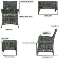 2 Poltronas E 1 Mesa Igapó Alumínio Marrom Corda Náutica E5 Verde - 5