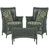 2 Poltronas 1 Mesa Igapó Em Alumínio Preta Corda Náutica E5 Verde - 1