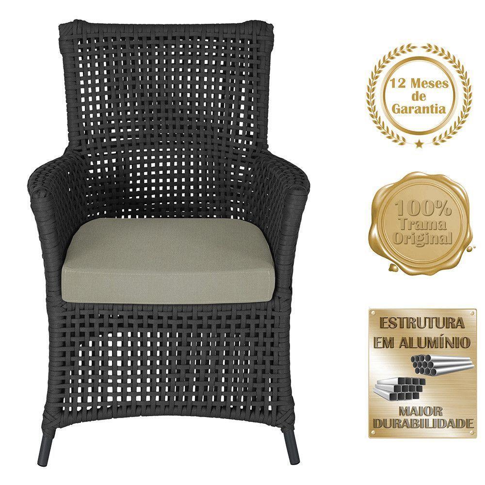 2 Poltronas E 1 Mesa Igapó Alumínio Preta Corda Náutica E8 Preto - 5