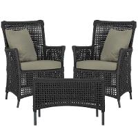 2 Poltronas E 1 Mesa Igapó Alumínio Preta Corda Náutica E8 Preto - 1