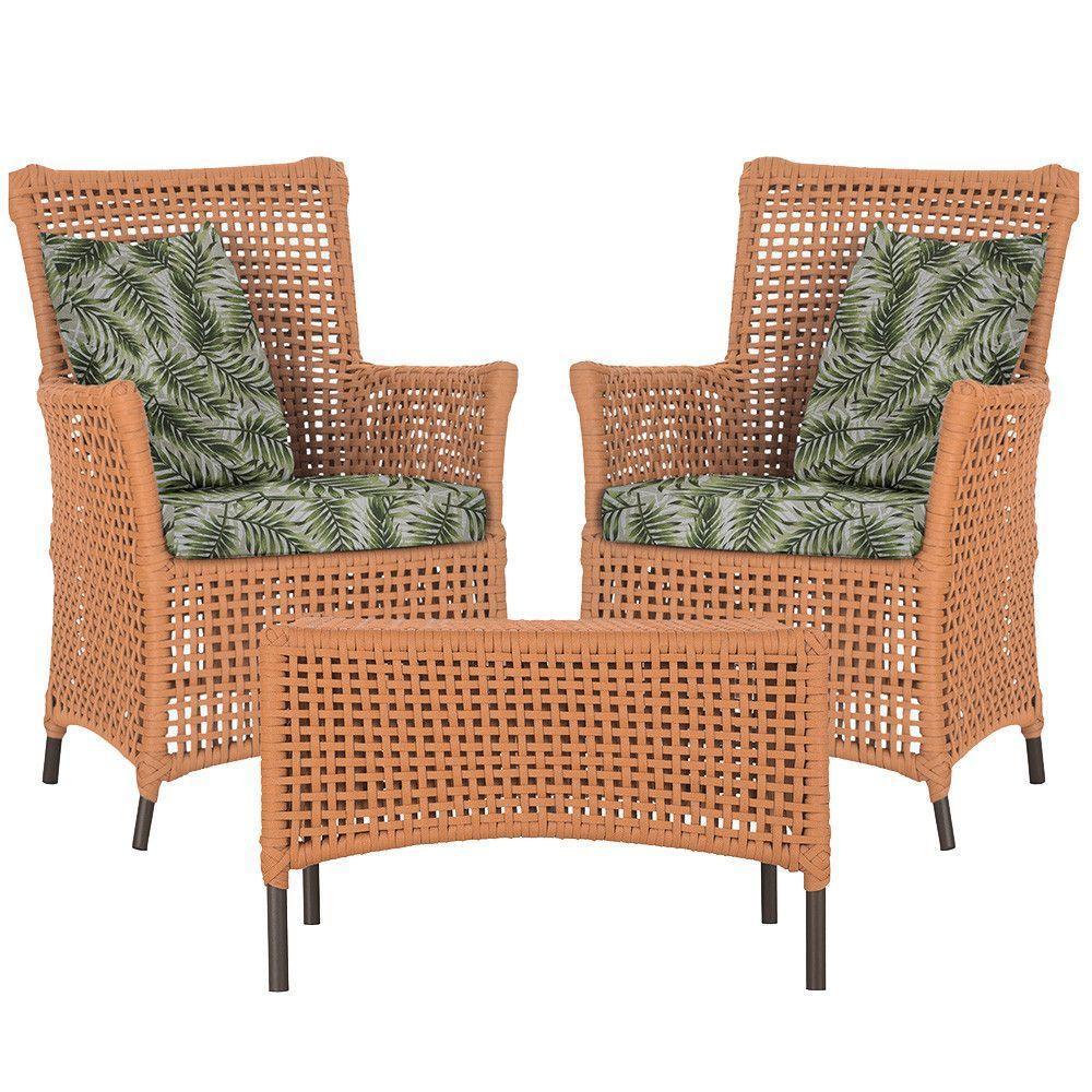 2 Poltronas E 1 Mesa Igapó Alumínio Marrom Corda Náutica E5 Terra Cota - 1