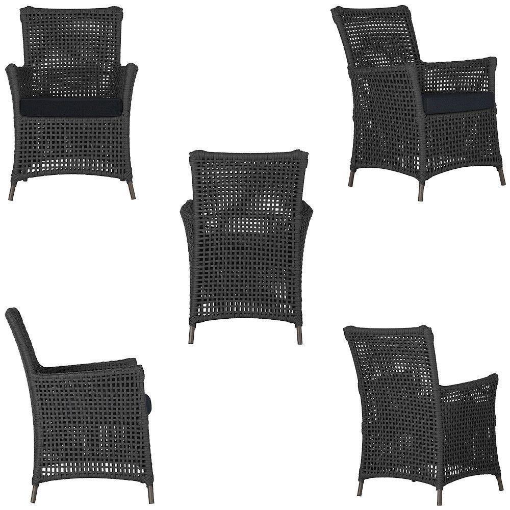 4 Poltronas E 1 Mesa Igapó Alumínio Marrom Corda Náutica E12 Preto - 3