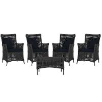 4 Poltronas E 1 Mesa Igapó Alumínio Marrom Corda Náutica E12 Preto - 1