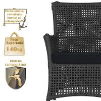 4 Poltronas E 1 Mesa Igapó Alumínio Marrom Corda Náutica E12 Preto