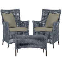 2 Poltronas E 1 Mesa Igapó Alumínio Marrom Corda Náutica E8 Prata - 1