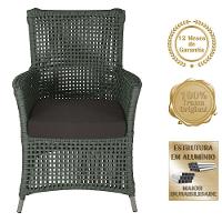 4 Poltronas E 1 Mesa Igapó Alumínio Fendi Corda Náutica E9 Verde