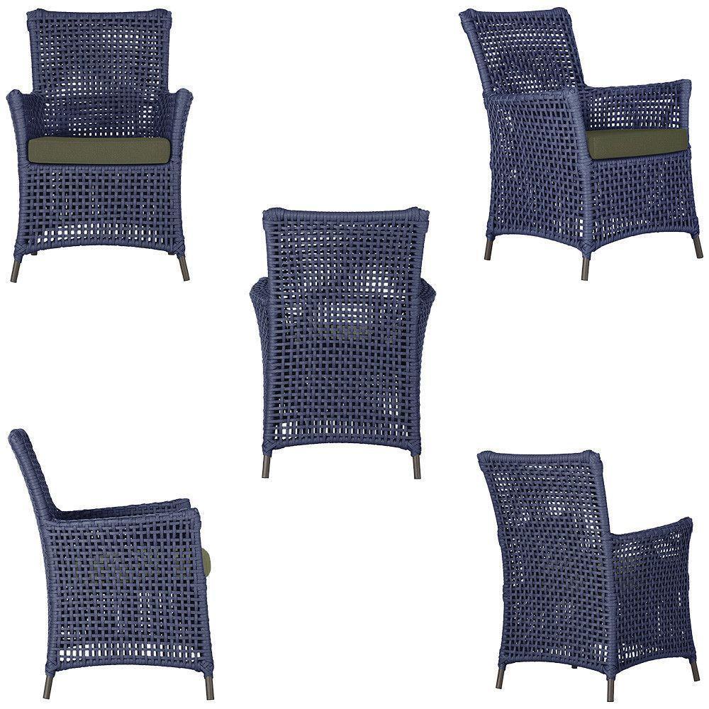 4 Poltronas E 1 Mesa Igapó Alumínio Marrom Corda Náutica E13 Azul - 3