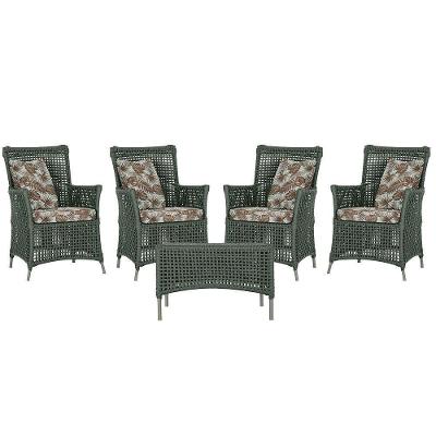 4 Poltronas E 1 Mesa Igapó Alumínio Fendi Corda Náutica E6 Verde