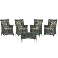 4 Poltronas E 1 Mesa Igapó Alumínio Fendi Corda Náutica E6 Verde - 1