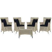 4 Poltronas E 1 Mesa Igapó Alumínio Preta Corda Náutica E12 Rami - 1