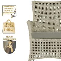 2 Poltronas E 1 Mesa Igapó Alumínio Fendi Corda Náutica E8 Rami