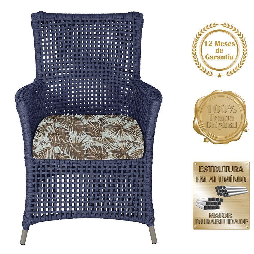 2 Poltronas E 1 Mesa Igapó Alumínio Fendi Corda Náutica E6 Azul - 5