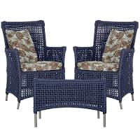 2 Poltronas E 1 Mesa Igapó Alumínio Fendi Corda Náutica E6 Azul - 1